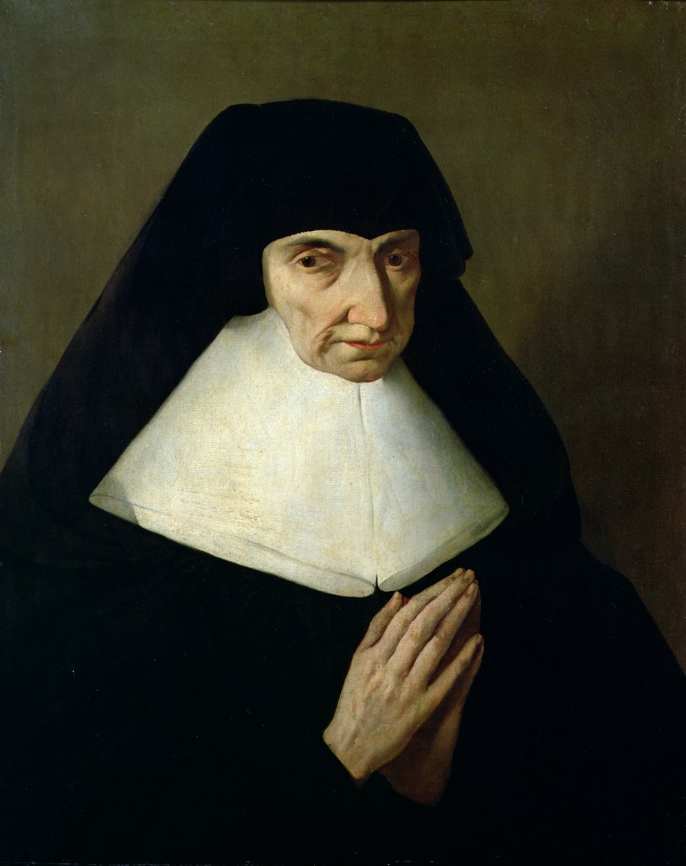 Retrato de Catherine de Montholon, fundadora da Ordem das Ursulinas em Dijon de Jean Tassel