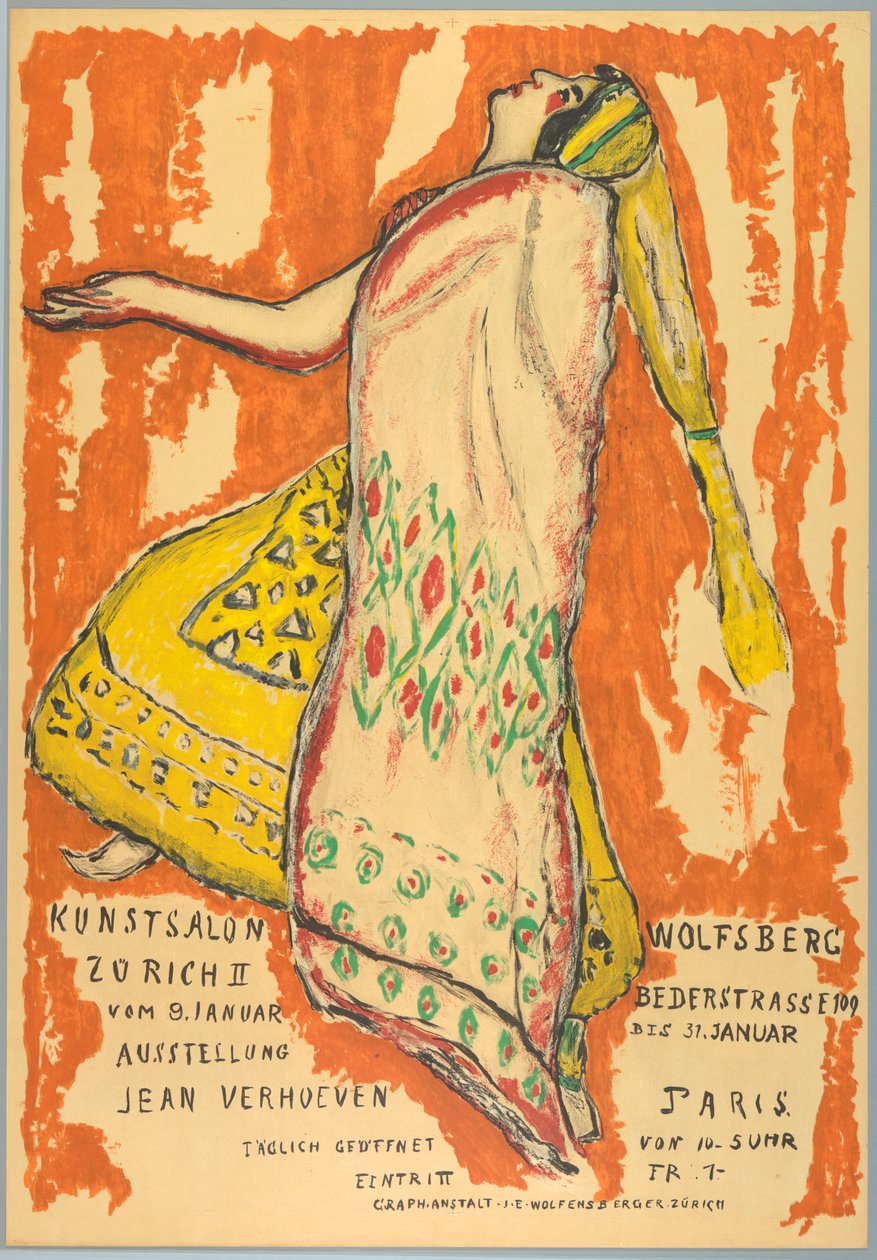 Poster, exposição Jean Verhoeven, Salão de Arte Wolfburg, c.1915 de Jean Verhoeven