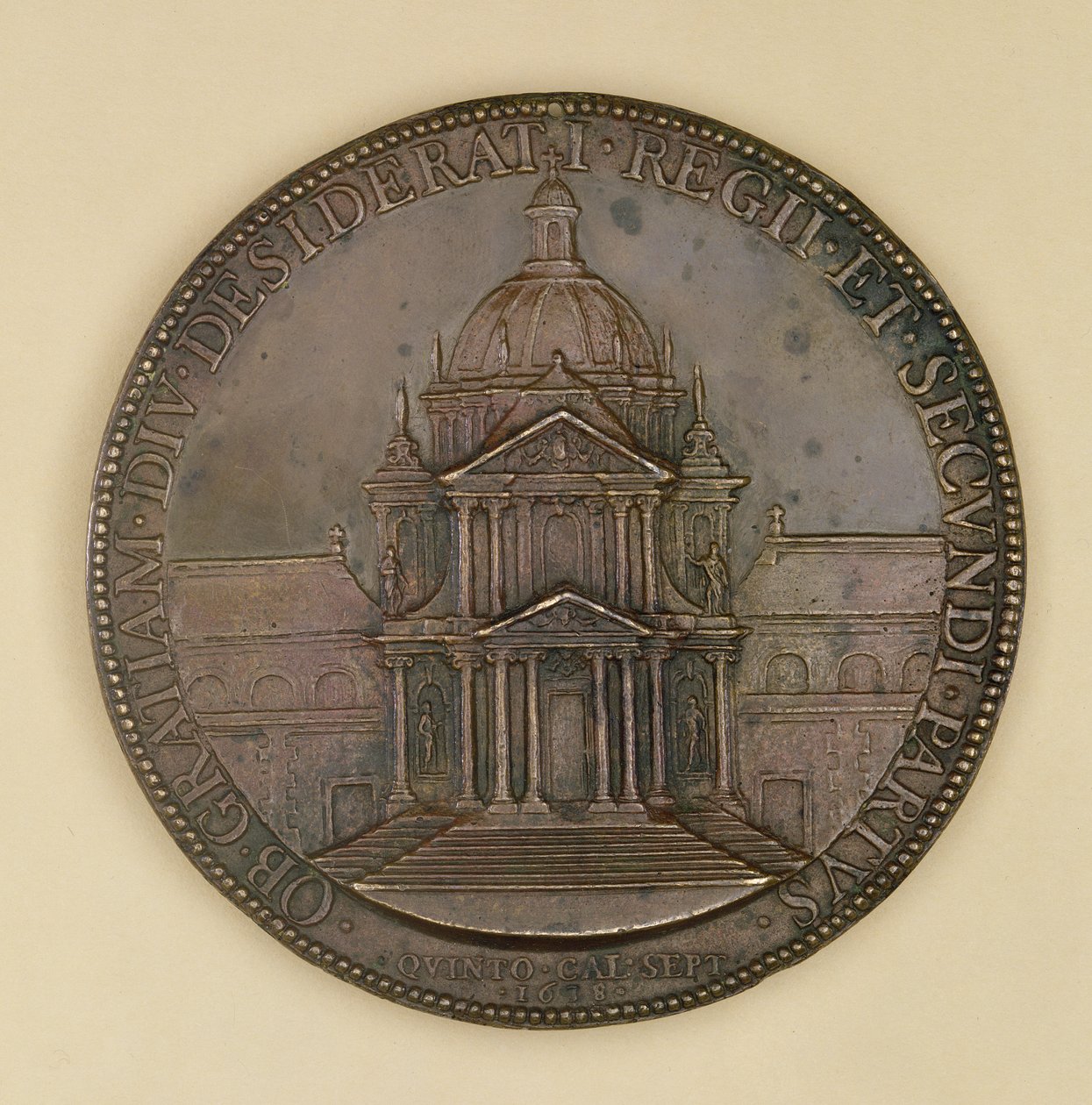 Medalha de fundação de Val-de-Grace, recto representando Val-de-Grace, 1638 (bronze) de Jean Warin