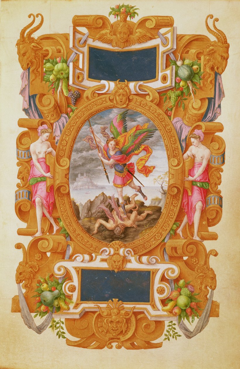 O arcanjo São Miguel derrota o dragão de Jean the Elder Cousin