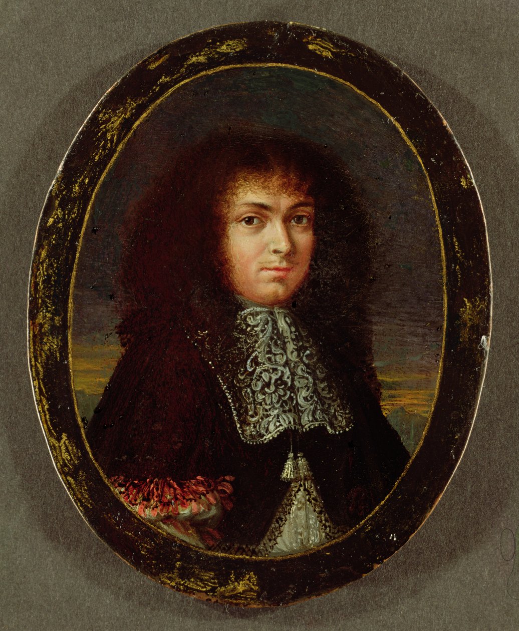 Retrato de Louis XIV (óleo em cobre) de Jean the Elder Petitot
