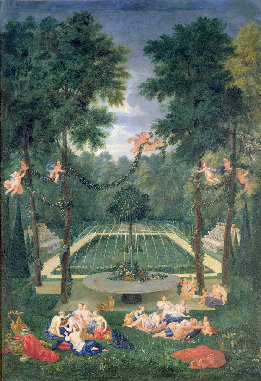 Bosques de Versalhes, vista do Marais com Vênus e Eco, 1688 de Jean the Younger Cotelle