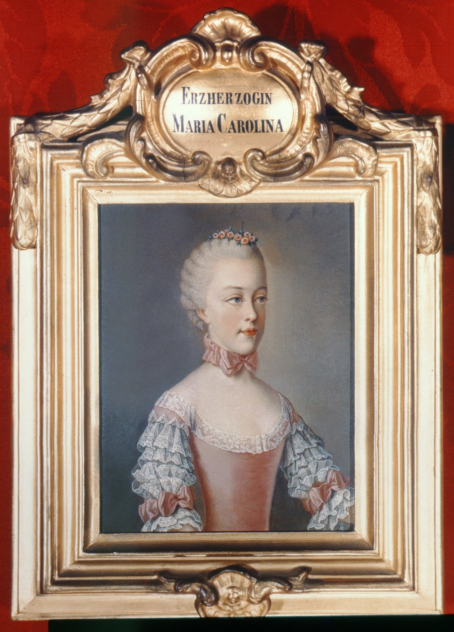 A arquiduquesa Maria Caroline da Áustria (1752-1814) filha do imperador Francisco I (1708-65) e imperador Maria Teresa da Áustria (1717-1780) 1762 de Jean Étienne Liotard