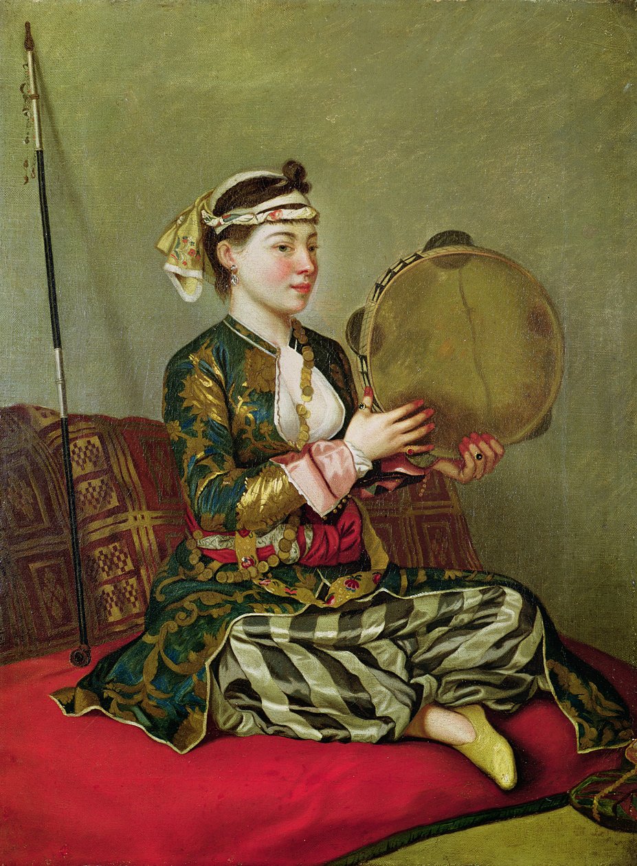 Mulher turca com um pandeiro de Jean Étienne Liotard