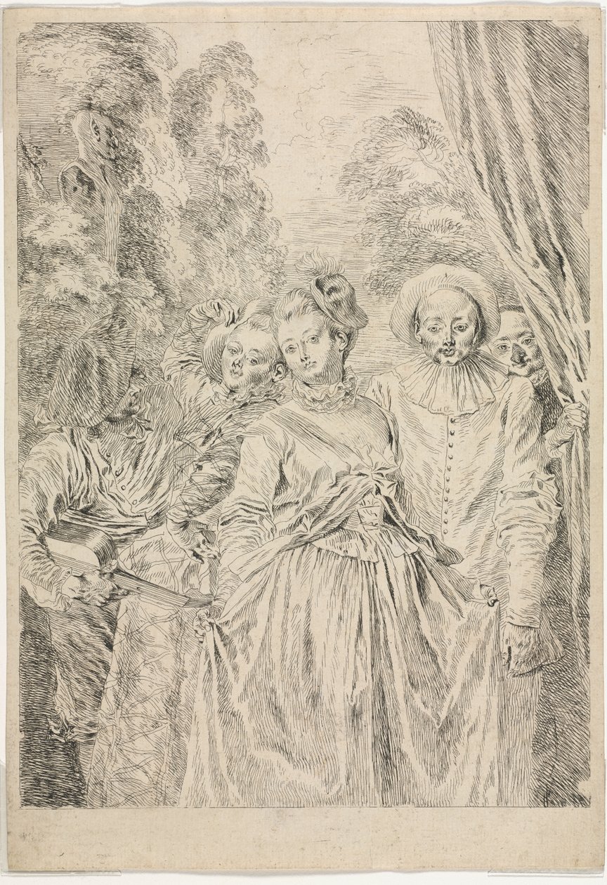 As roupas são italianas de Jean-Antoine Watteau