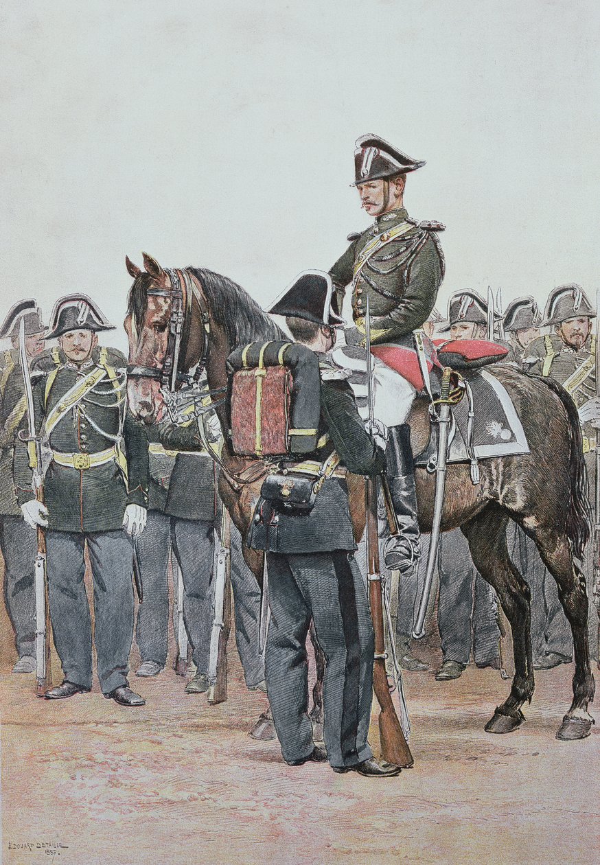 Gendarmerie em uniforme de gala, 1887 (gravura a cores) de Jean Baptiste Edouard Detaille