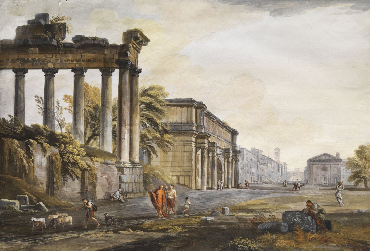 Capriccio com arquitetura de ruínas de Jean Baptiste Lallemand