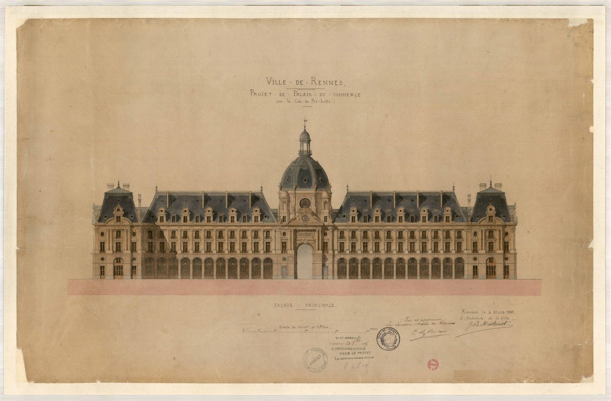 Projecto de Palácio do Comércio de Rennes de Jean Baptiste Martenot