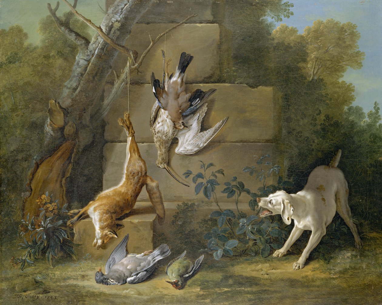 Cão Morto Guardando Jogo de Jean Baptiste Oudry