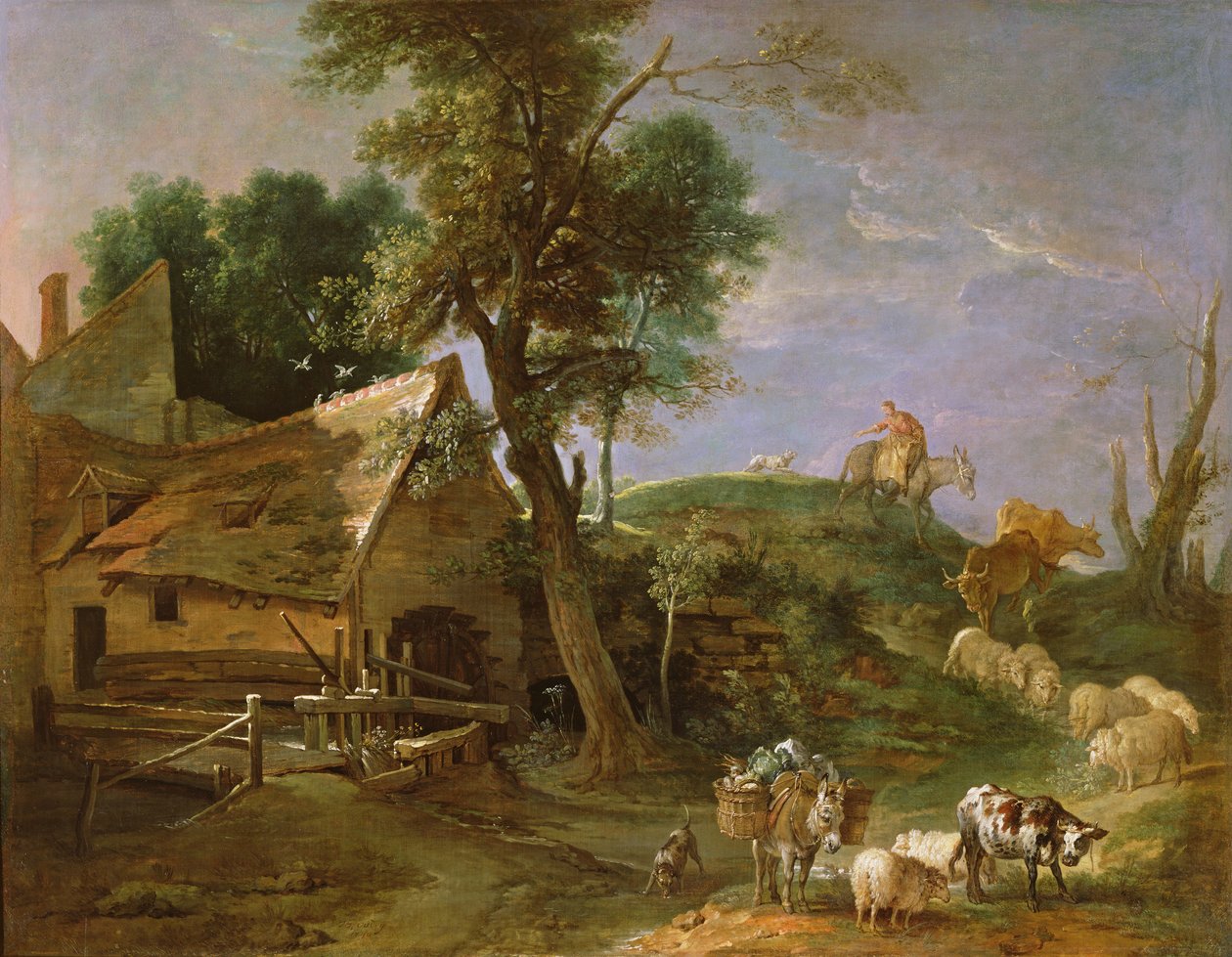 Paisagem com azenha, 1740 de Jean Baptiste Oudry