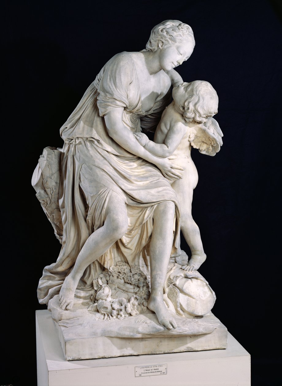 Amor e Amizade, 1758 (mármore) de Jean Baptiste Pigalle