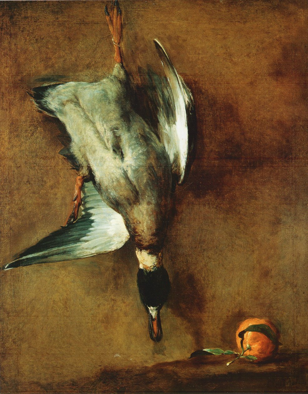 Um dossel marrom anexado ao muraille et une bigarade de Jean Baptiste Simeon Chardin