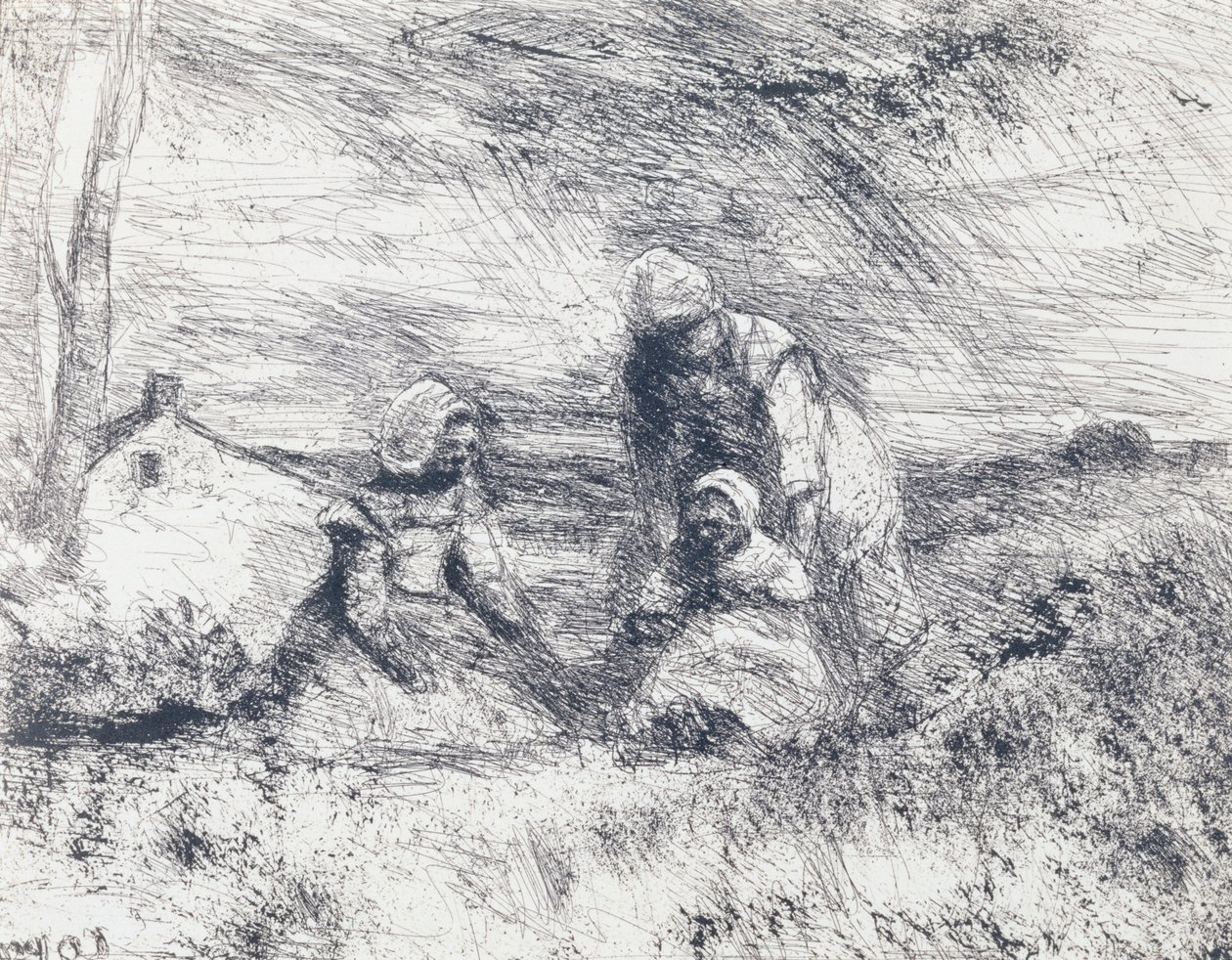 The Little Sister, 1854 (impressão de papel salgado do clichê Vidro) de Jean Baptiste Camille Corot