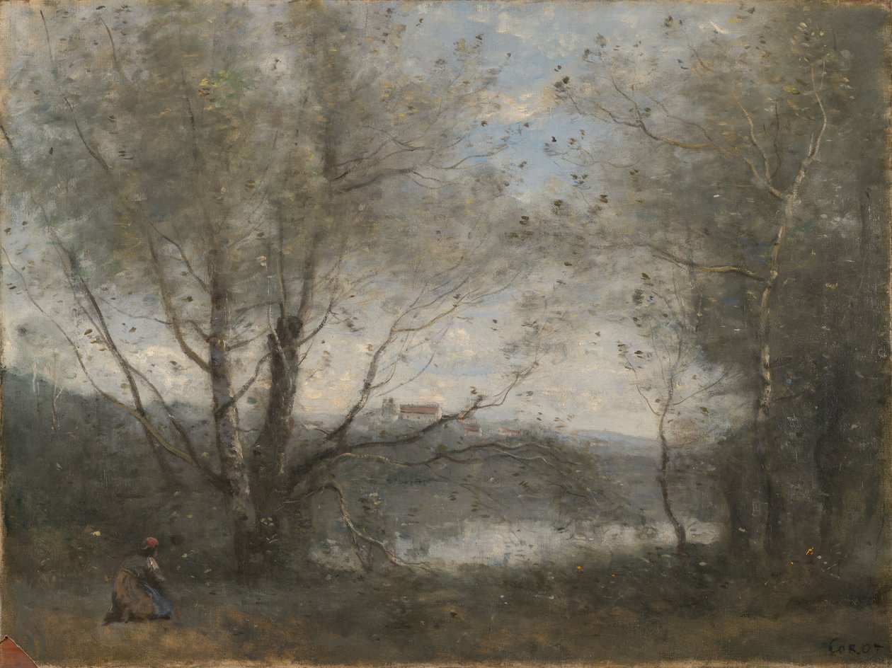 Um lago visto através das árvores de Jean-Baptiste-Camille Corot