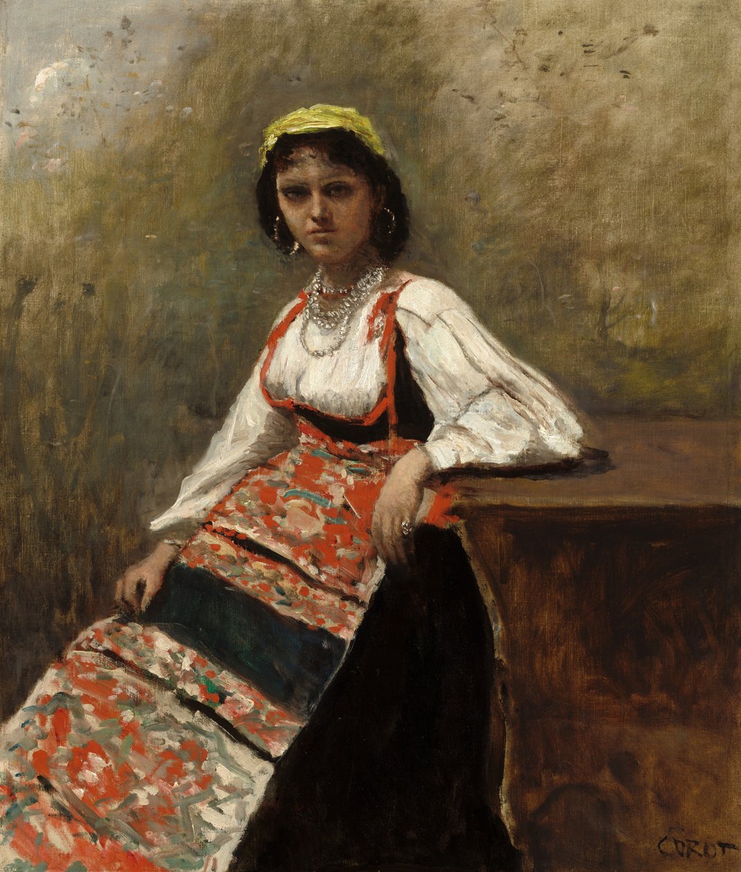 Mulher Italiana (La Morieri) de Jean-Baptiste-Camille Corot