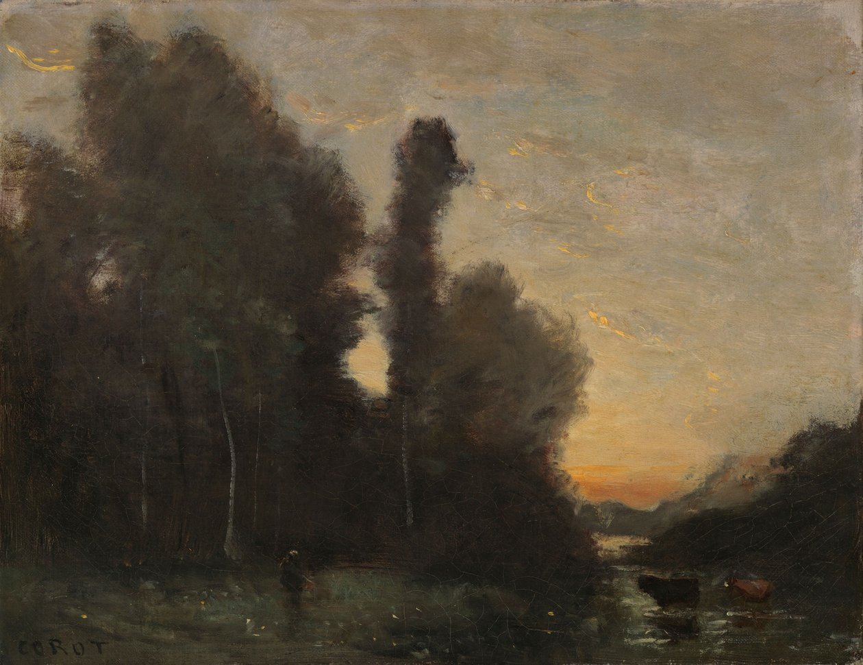 Paisagem, ambiente nocturno de Jean-Baptiste-Camille Corot