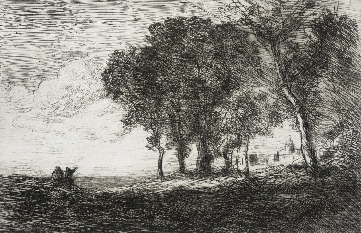 Paisagem de Itália de Jean-Baptiste-Camille Corot