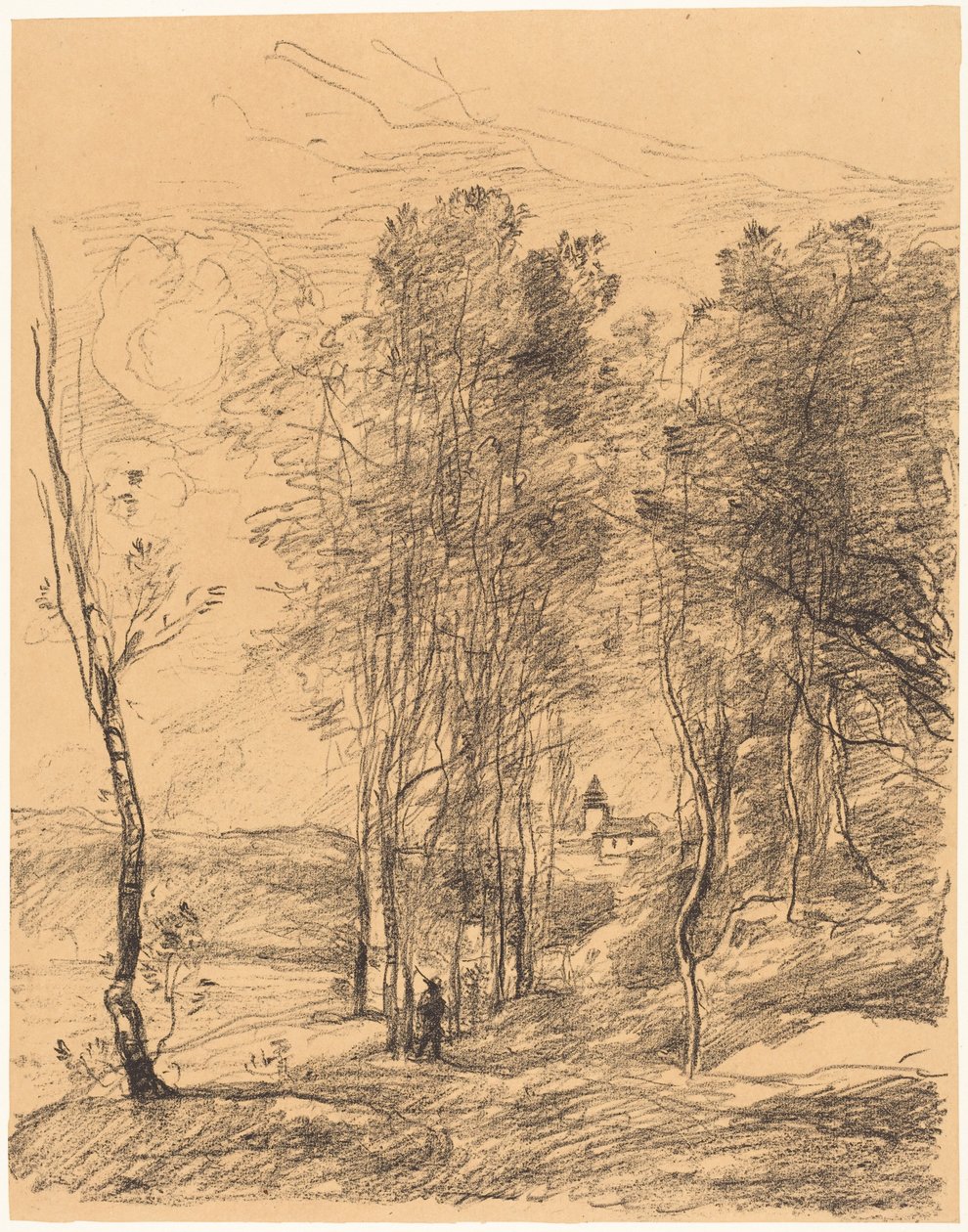 A Torre do Sino de St. Nicolas-Lez-Arras (Le Clocher de St. Nicolas-Lez-Arras) de Jean-Baptiste-Camille Corot