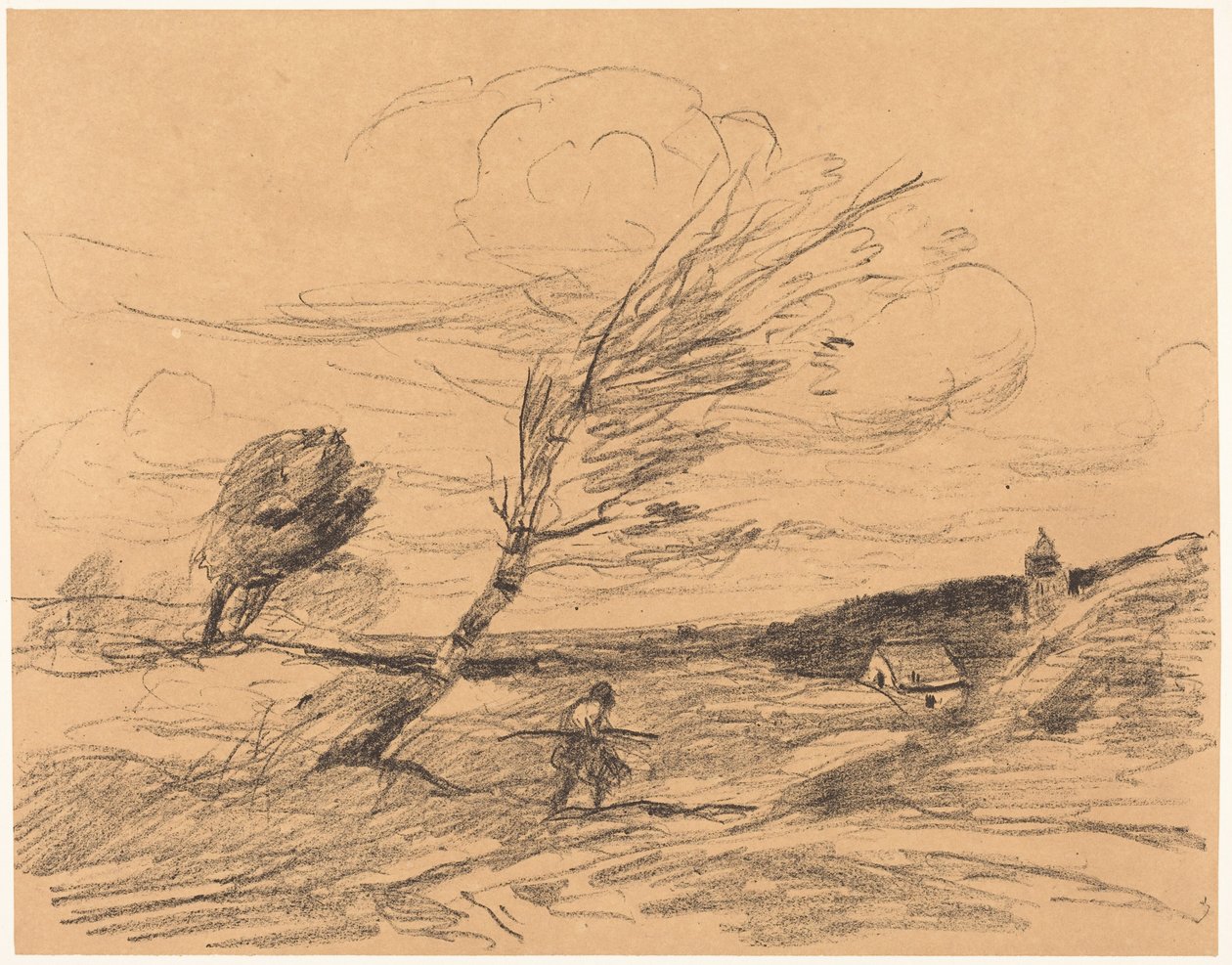 A Rajada de Vento (Le Coup de vent) de Jean-Baptiste-Camille Corot
