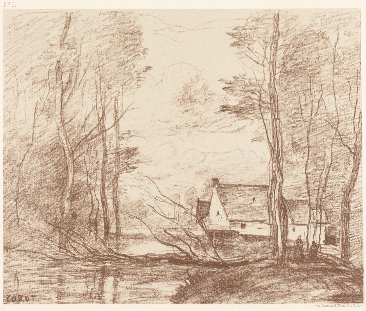 O Moinho de Cuincy, perto de Douai (Le Moulin de Cuincy, perto de Douai) de Jean-Baptiste-Camille Corot
