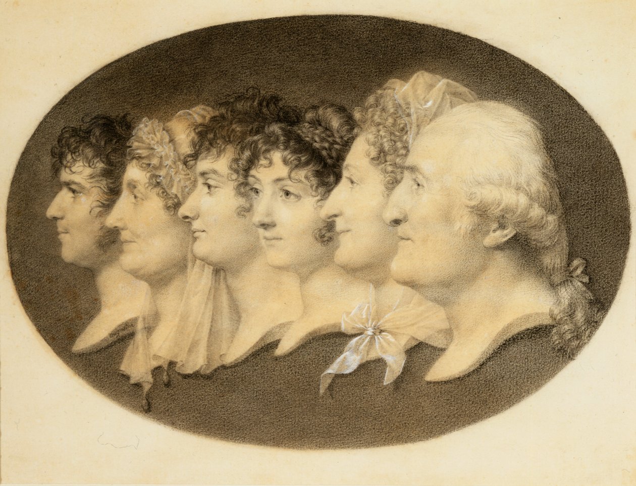 Retrato de perfil de Agostinho e da sua família de Jean Baptiste Jacques Augustin