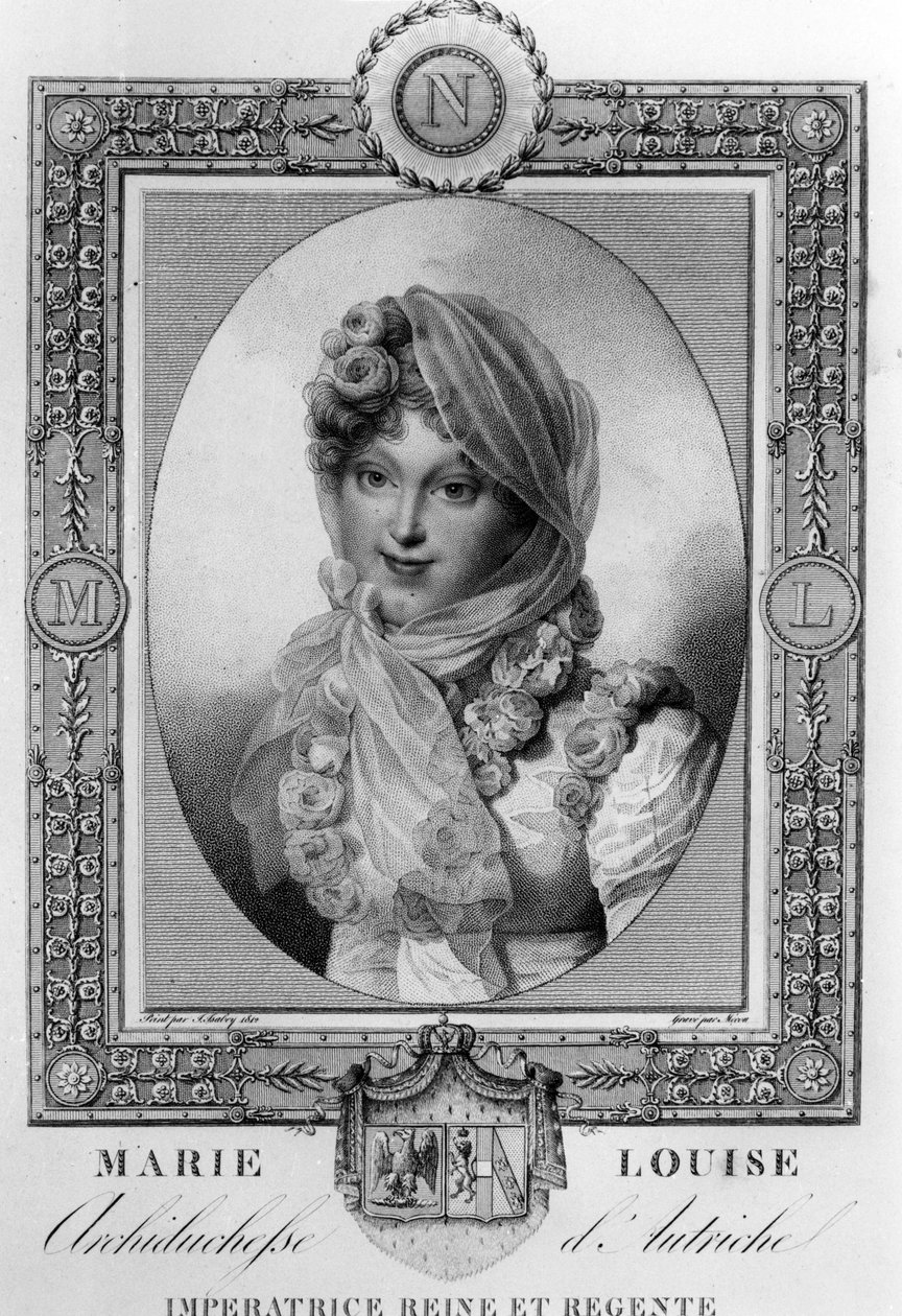 Marie-Louise da Áustria (1791-1847) 2ª esposa de Napoleão I, Imperadora da França em 1810-1814 (gravura) de Jean Baptiste (after) Isabey