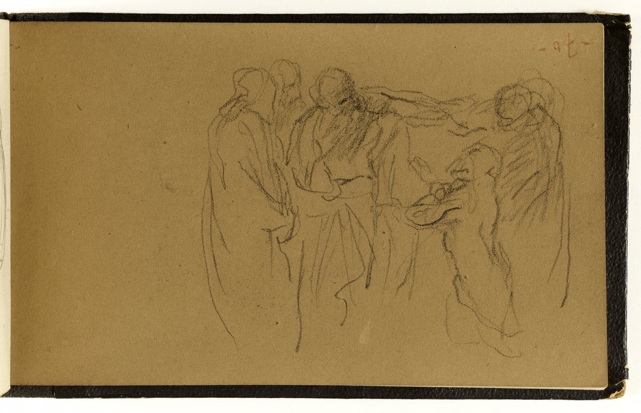 Studie einer Versammlung von Personen, von denen eine kniet (S. 70 des Albums) de Jean-Baptiste Carpeaux