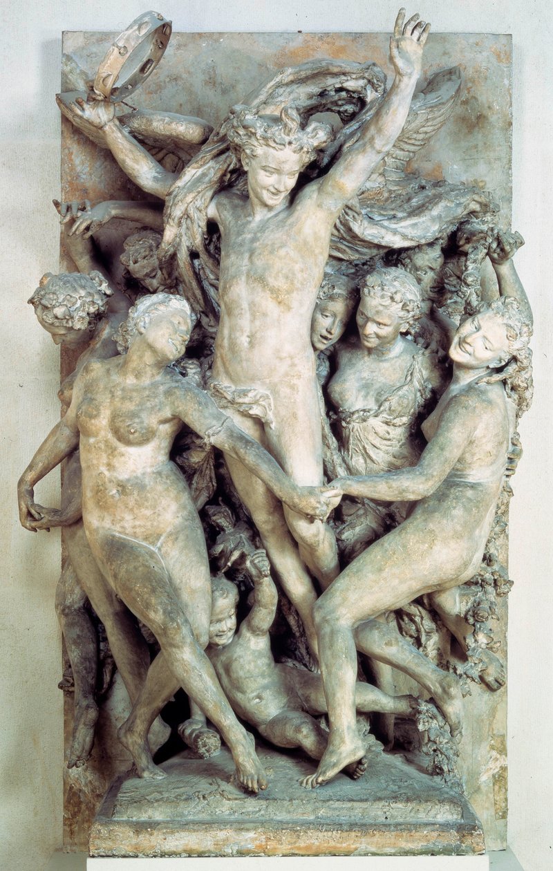 Les Bacchantes dançam em círculo e tocam música. Relevo esculpido por Jean-Baptiste (Jean Baptiste) Carpeaux (1827-1875) 1865-1869 Sol. 4,2x2,9 m Paris, musee d