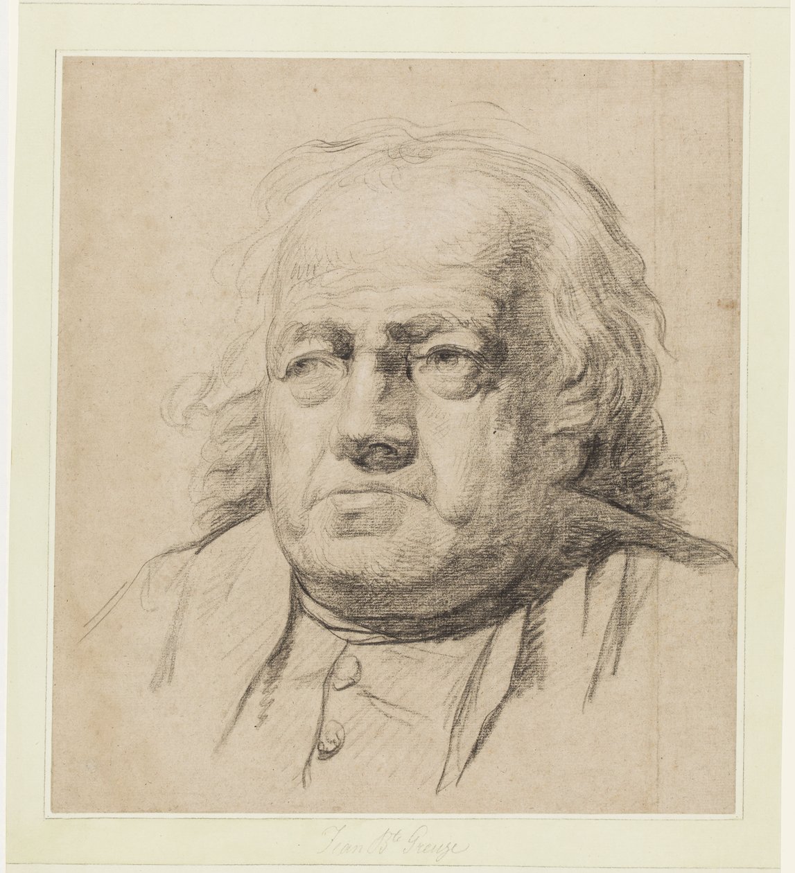 Retrato de meio corpo de um homem idoso de Jean-Baptiste Greuze