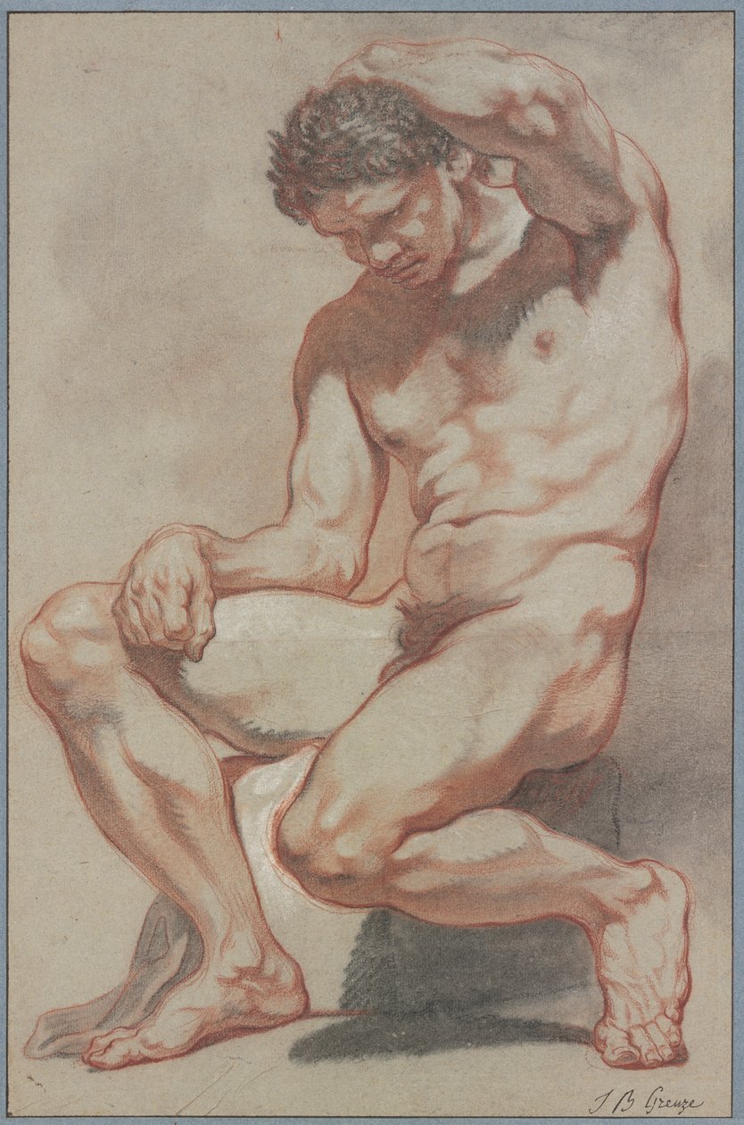 Nu masculino sentado de Jean-Baptiste Greuze