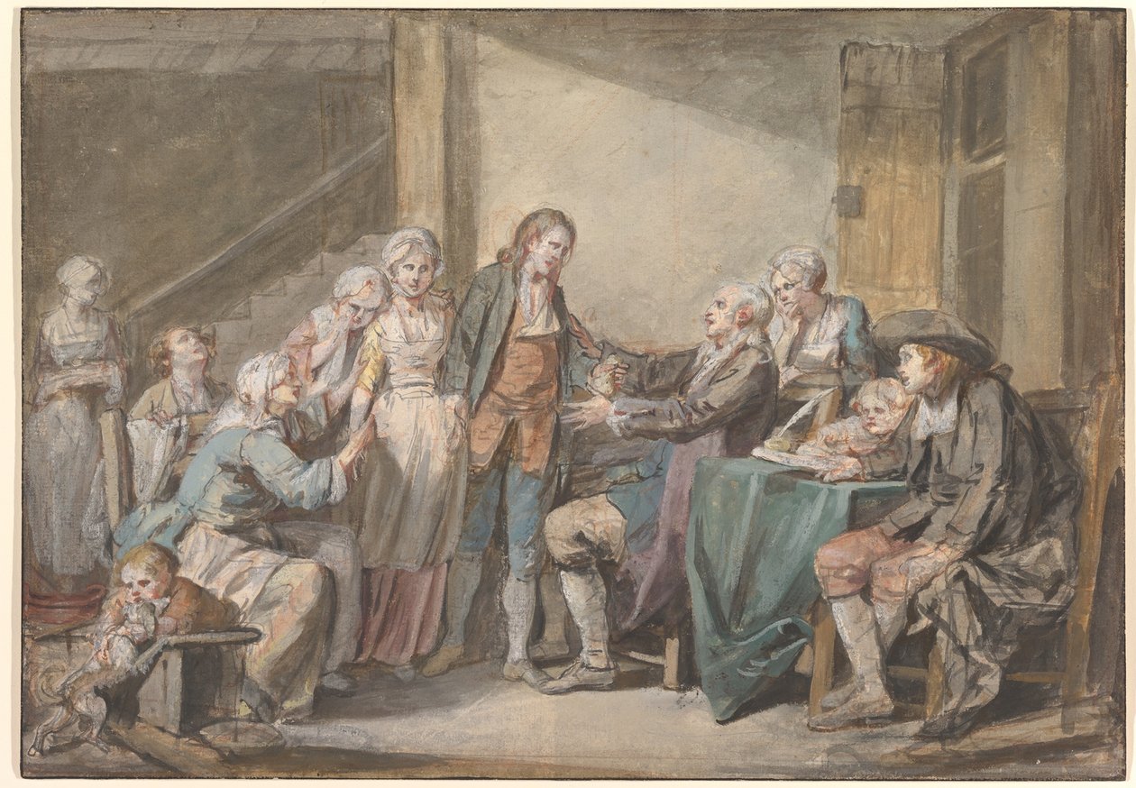 Esboço para «A Músico da Aldeia» de Jean-Baptiste Greuze