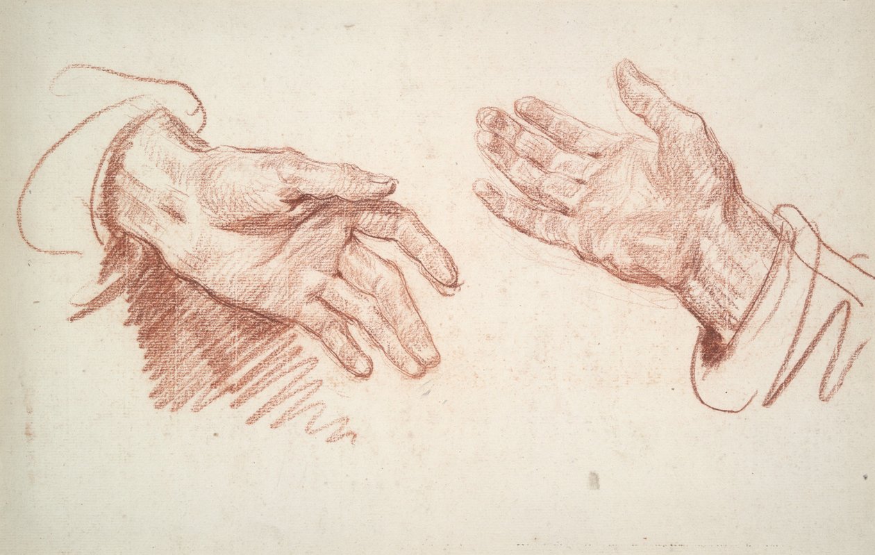 Estudo de 2 mãos de Jean-Baptiste Greuze