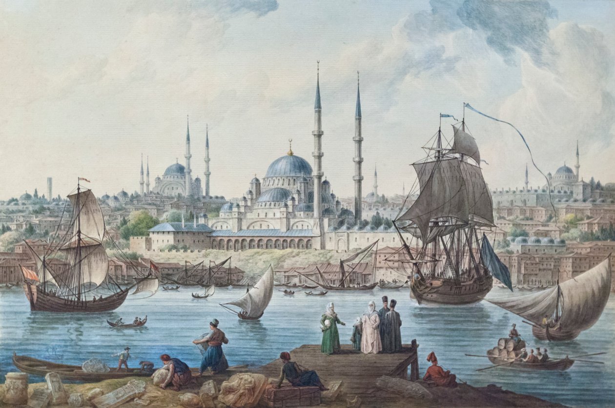Yeni Camii e o porto de Istambul de Jean Baptiste Hilair