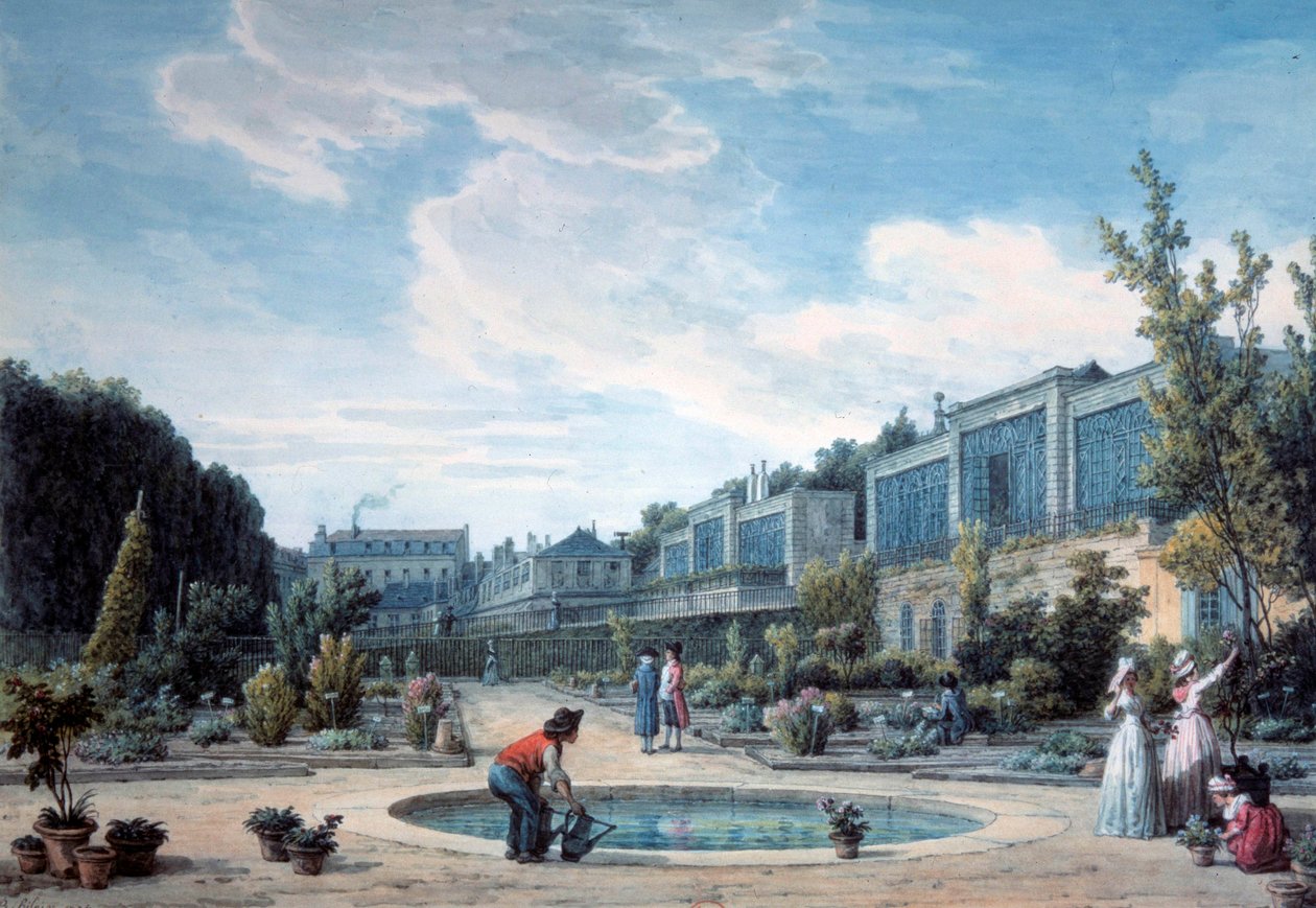 Vista do Jardim do Rei (presente jardim de plantas). Litografia de Jean Baptiste Hilaire (1753-1822) 1794 Paris, B.N. de Jean Baptiste Hilaire