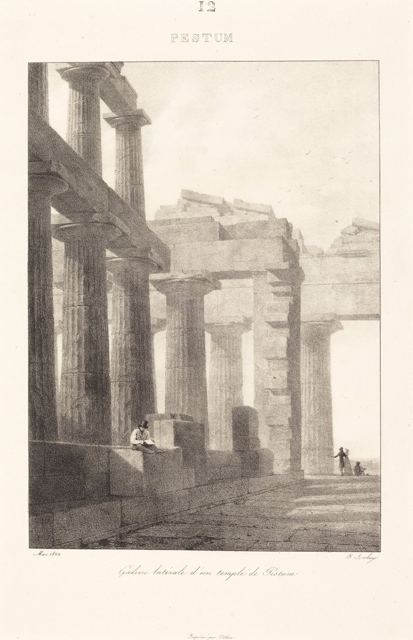 Galeria lateral de um templo em Pestum de Jean-Baptiste Isabey