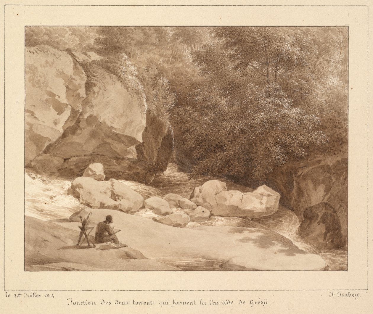 Confluência das duas torrentes que formam a cascata de Grésy de Jean-Baptiste Isabey
