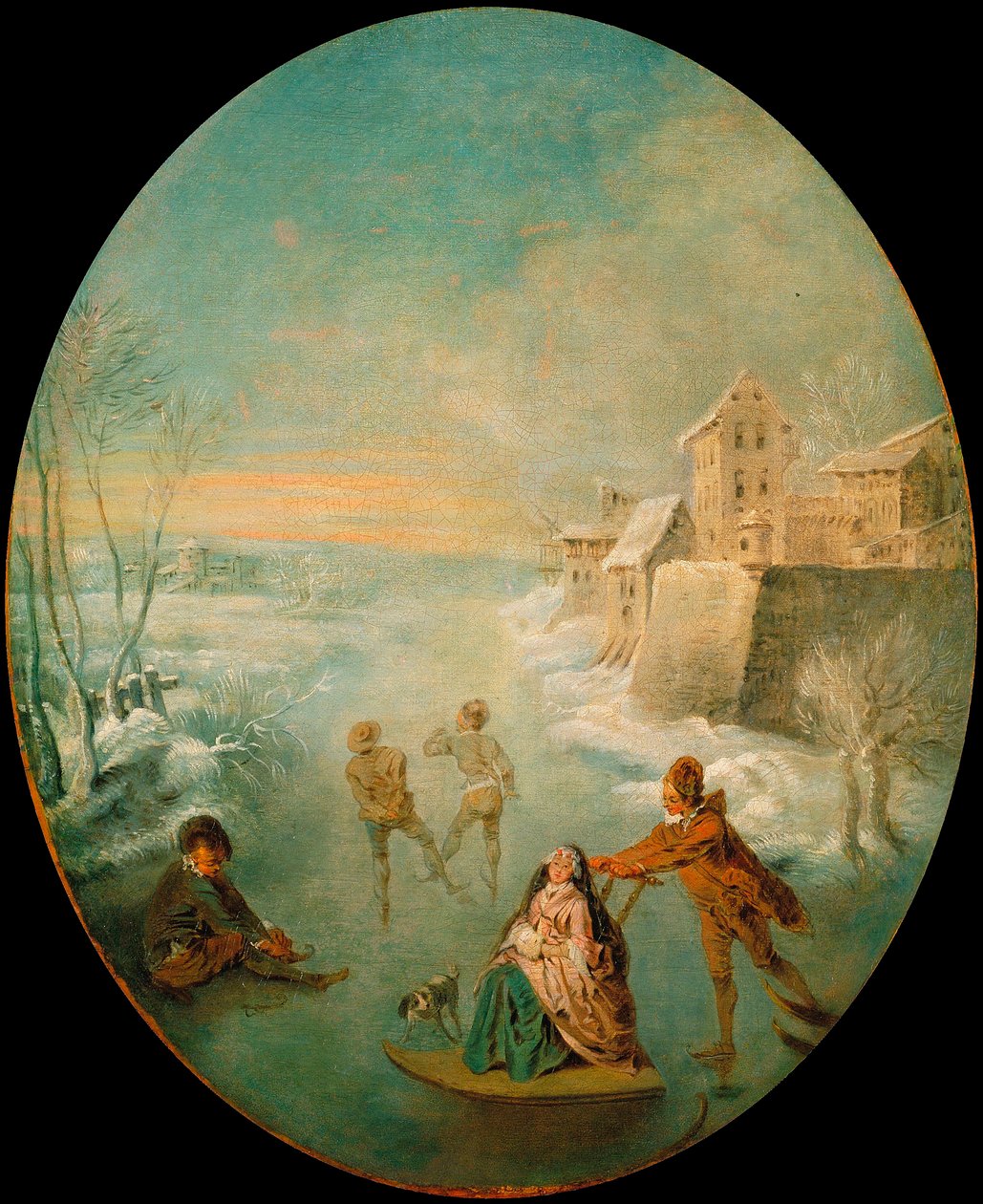Hiver - Inverno - Pintura de Jean Baptiste (Jean-Baptiste) Pater (1695-1736) - c. 1725 - Óleo sobre tela - 64,8x53,8 - Museu Nacional d