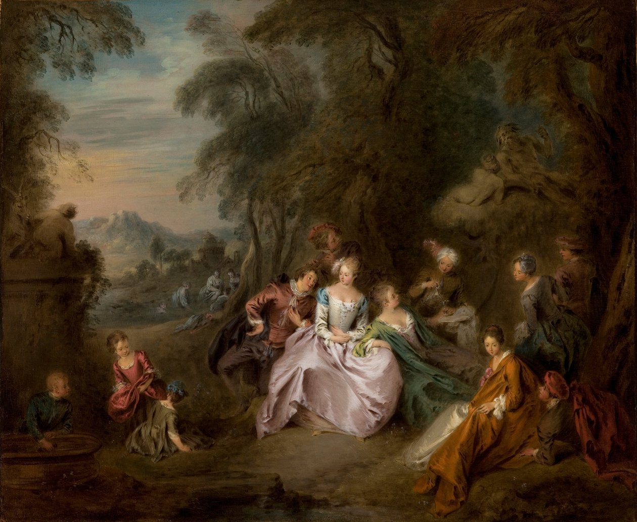 Repousar em um parque de Jean-Baptiste Joseph Pater