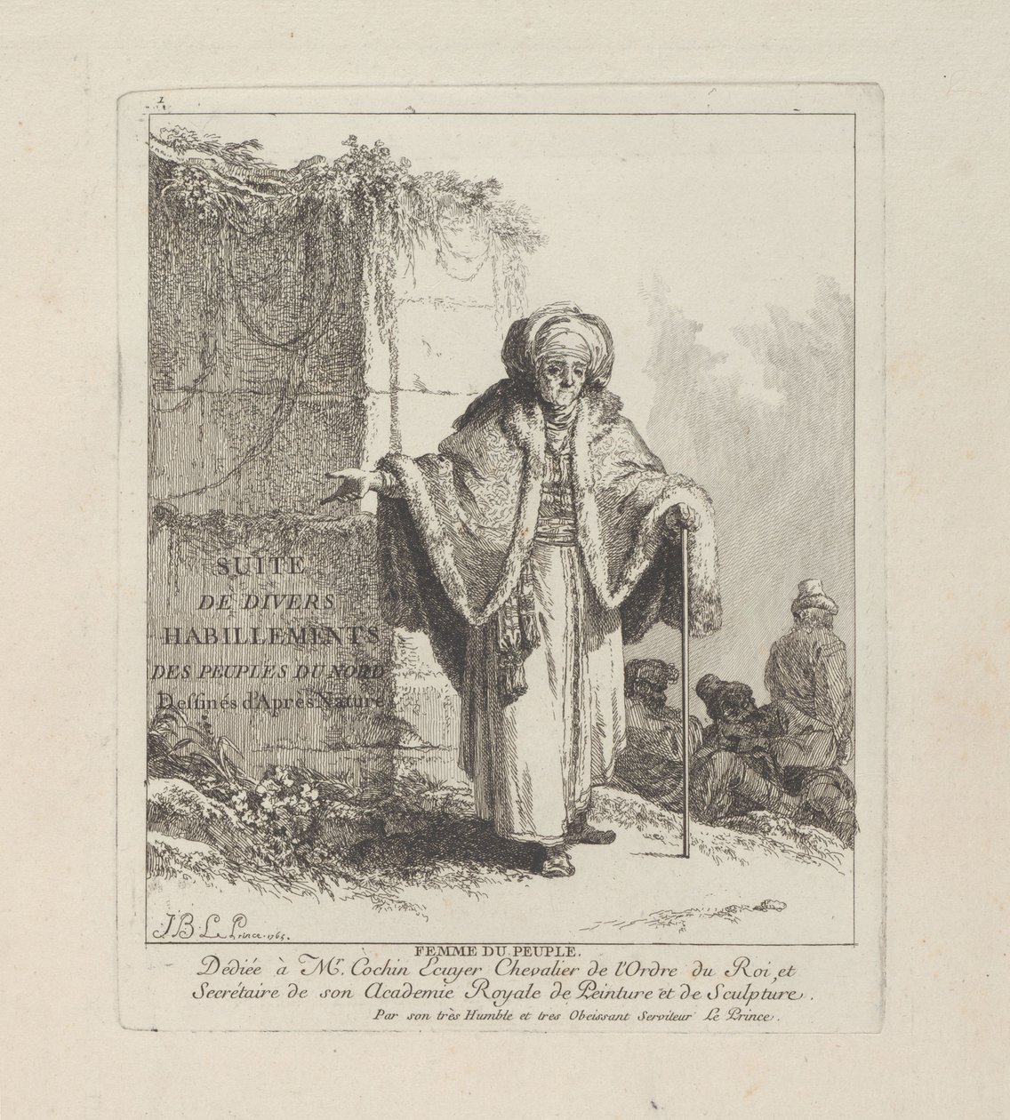 Mulher do Povo, prato um de Roupas Diversas dos Povos do Norte de Jean-Baptiste Le Prince