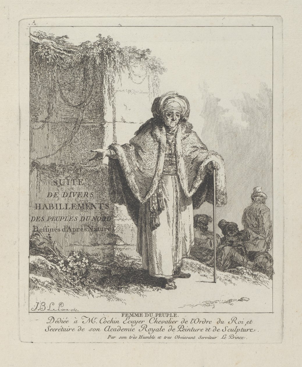 Mulher do Povo, prato um de &39;Divers Habillements des Peuples du Nord&39; de Jean Baptiste Le Prince