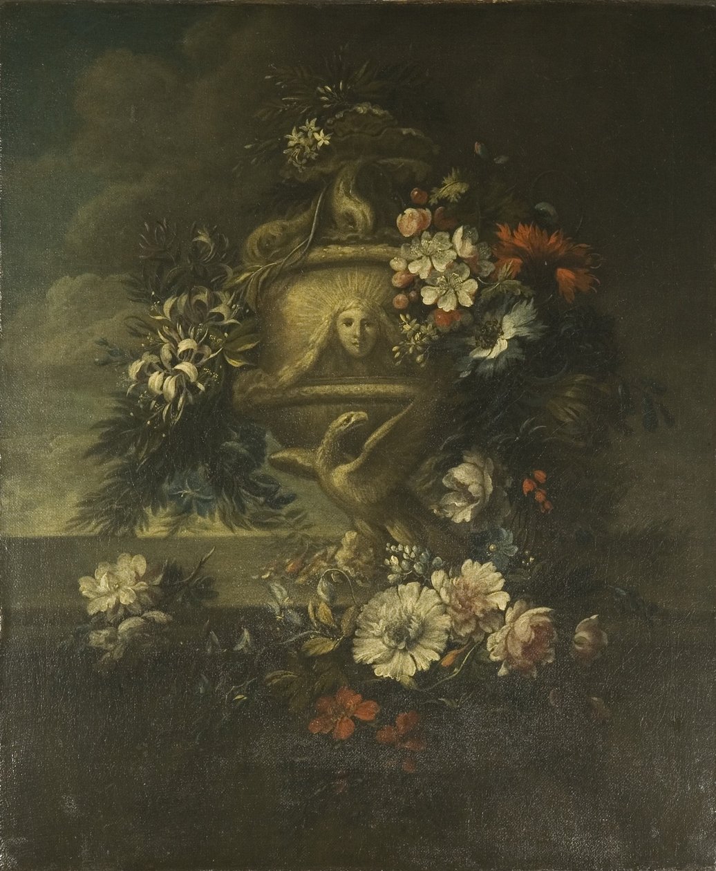 Flores em um vaso esculpido (óleo sobre tela) de Jean Baptiste Monnoyer