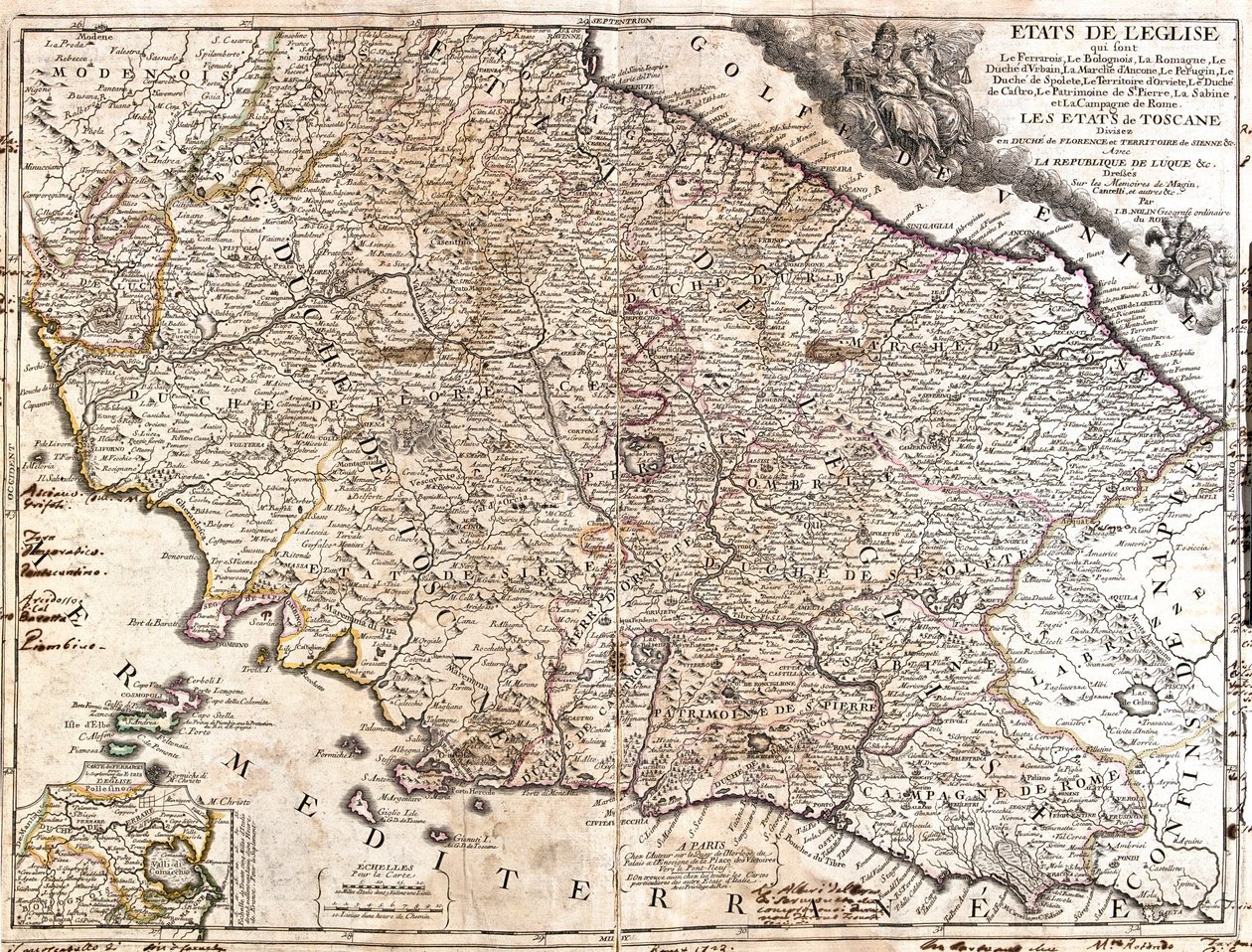 Emilia-Romagna, Toscana, Marche, Umbria, Abruzzo, Lazio, Itália de Jean Baptiste Nolin