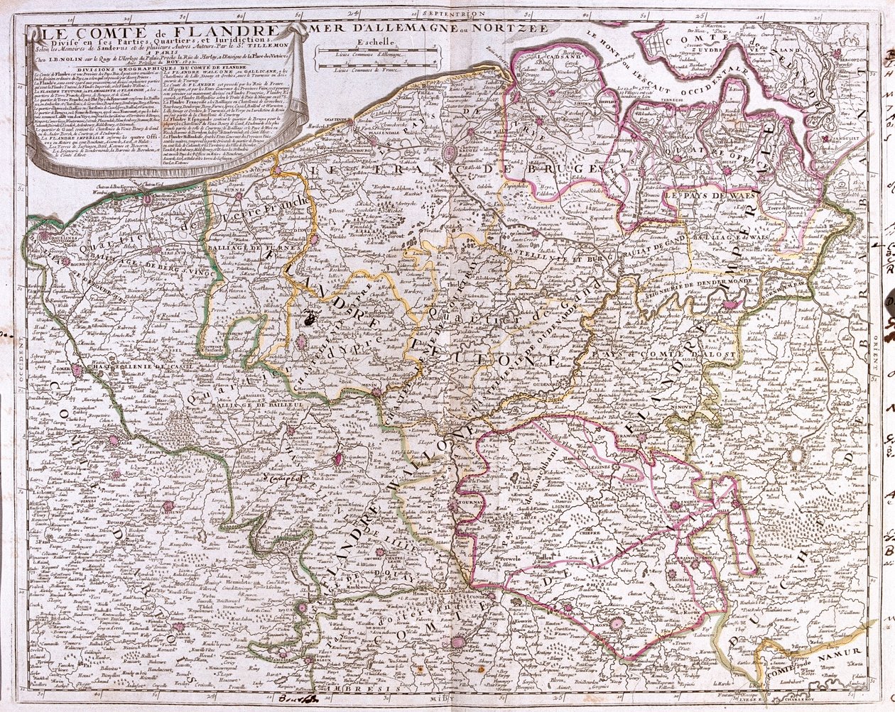 França (região: Nord-Pas-de-Calais), grande parte da Bélgica (exceto o sudeste), Países Baixos (Zelândia, Brabante do Norte) de Jean Baptiste Nolin