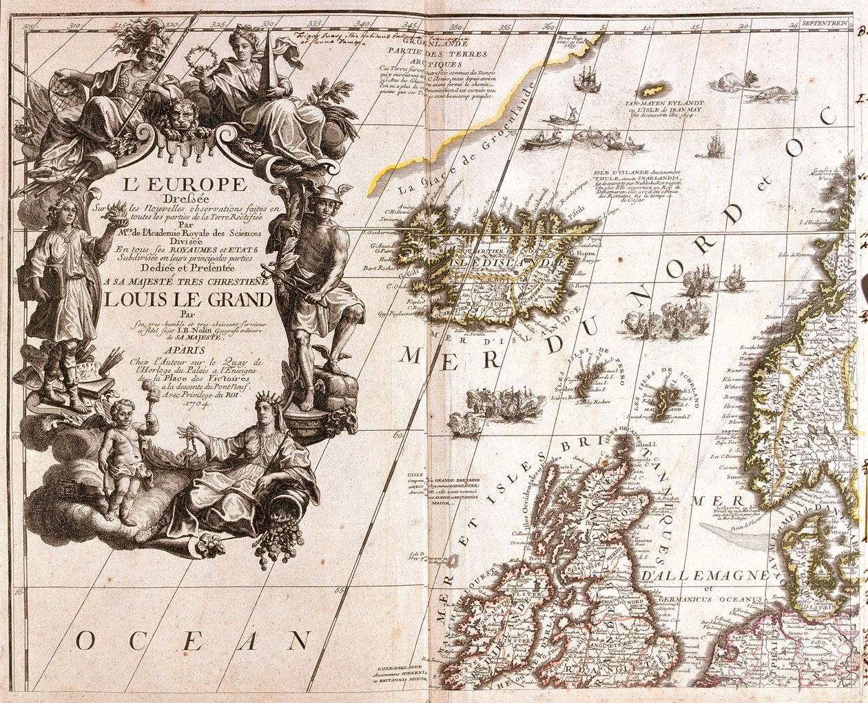 Ilhas, Irlanda e grande parte da Grã-Bretanha (exceto o sul) de Jean Baptiste Nolin