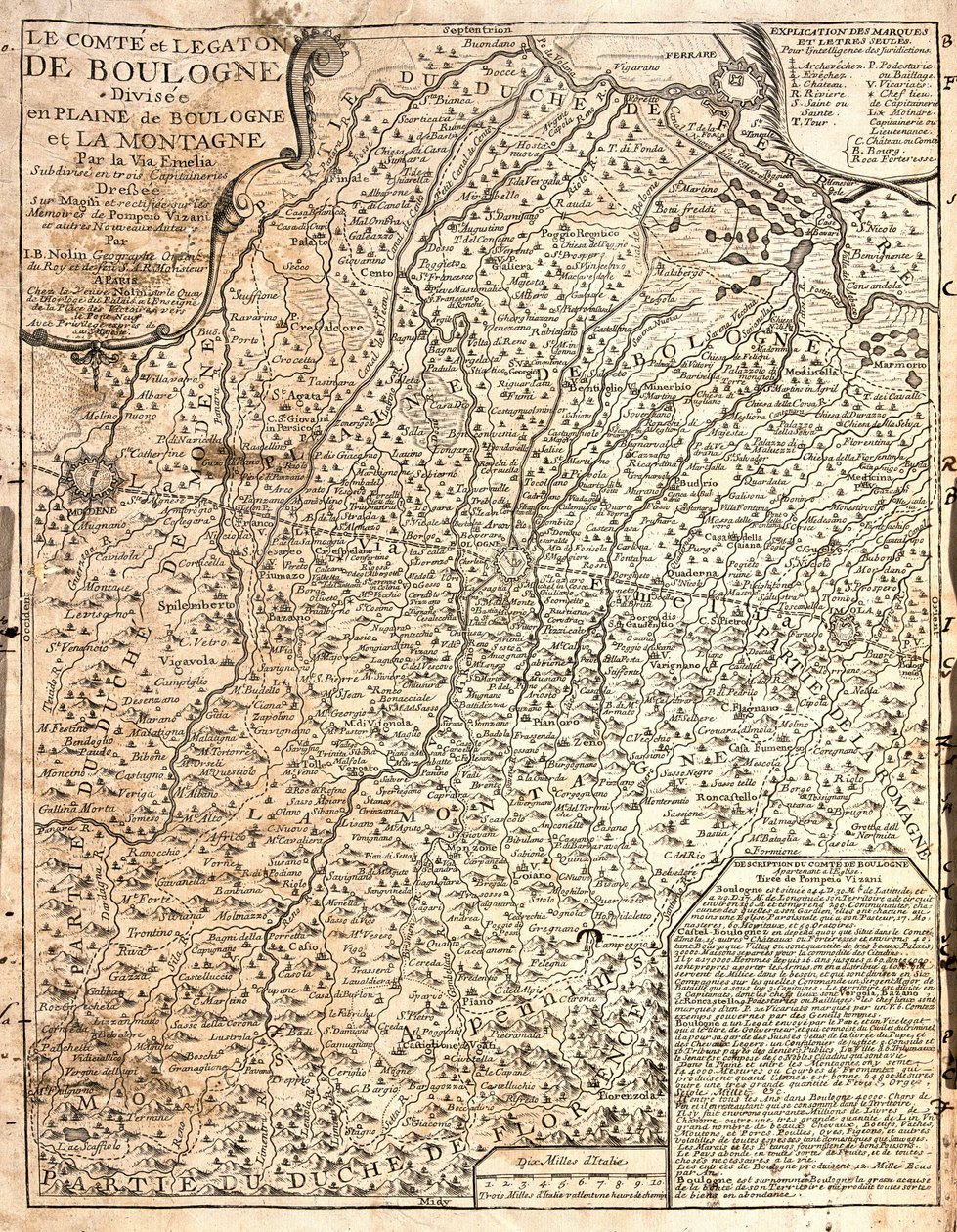 Mapa do Condado de Boulogne (França) (gravura de Jean Baptiste Nolin