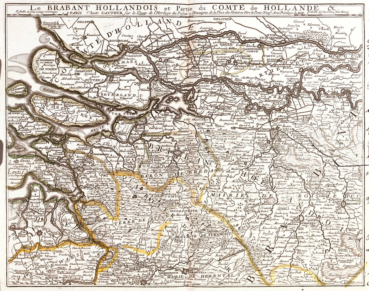 Mapa do Brabante Holandês (ou Brabante do Norte) e parte do Condado da Holanda (Holanda) (Gravura de Jean Baptiste Nolin