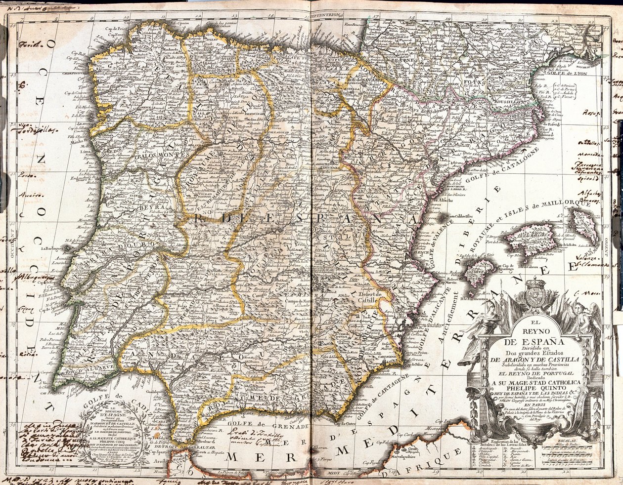 Mapa do Reino de Espanha (Gravura de Jean Baptiste Nolin