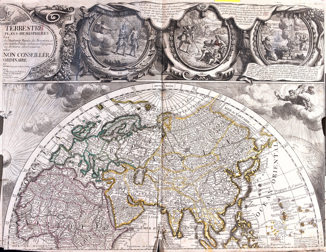 Mapa do hemisfério norte de Jean Baptiste Nolin
