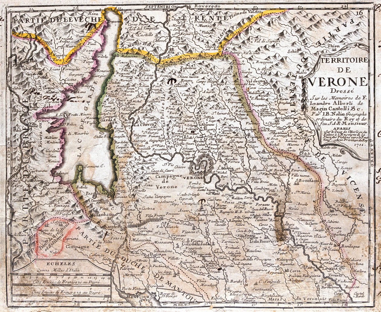 Sudeste da Lombardia, sul do Trentino-Alto Ádige, sudoeste do Veneto, , Itália de Jean Baptiste Nolin
