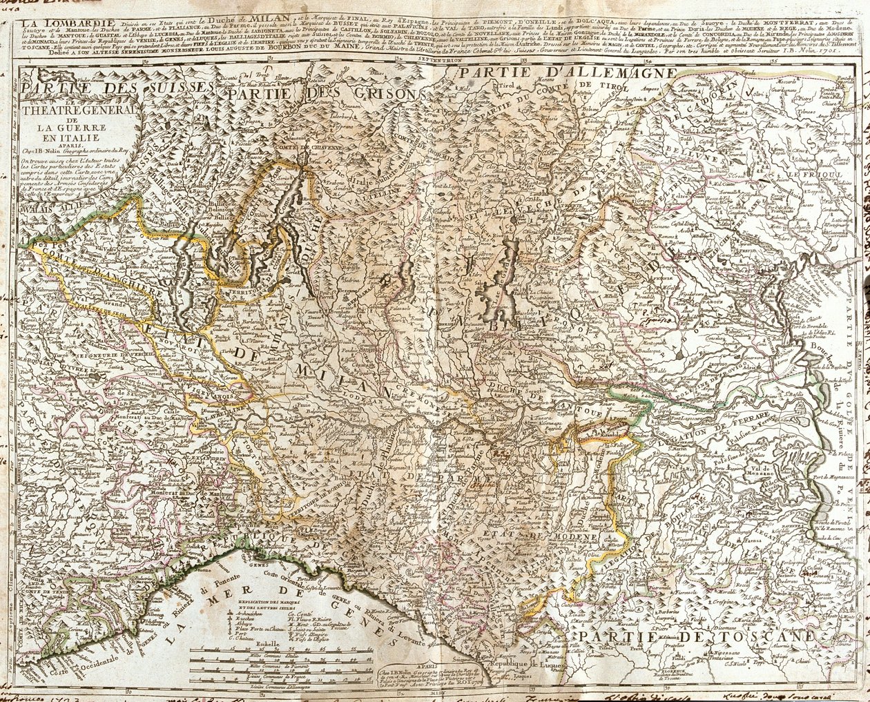 Suíça (Cantão: Ticino), Itália (Região: Vale de Aosta, Piemonte, Lombardia, Trentino-Alto Adige, Veneto, Friuli-Venezia Giulia, Emilia-Romagna, Toscana, Liguria) de Jean Baptiste Nolin